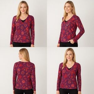 CHICOS The Paisley Everyday 3/4 Sleeve Tee NWT